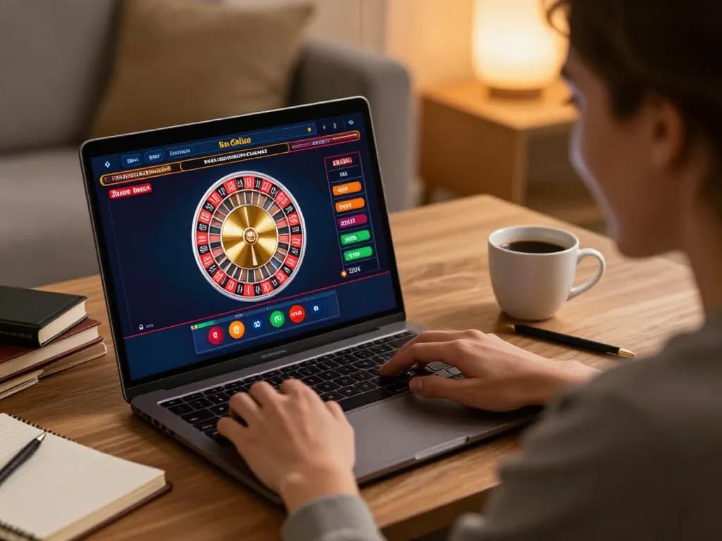 Person playing online casino games on 33WIN platform, showcasing home gaming excitement.