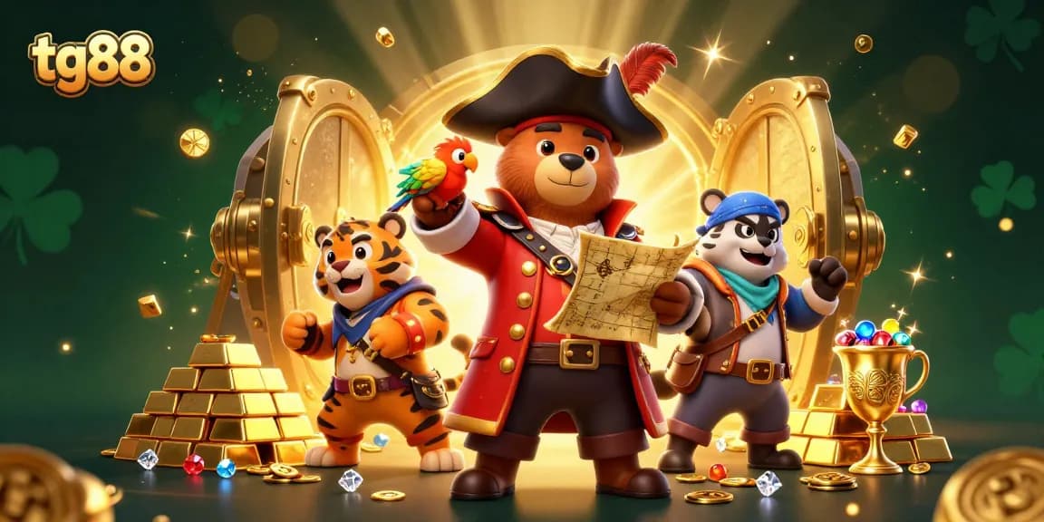 Experience thrilling adventures at tg88 with a treasure vault bursting with riches and colorful casino elements.