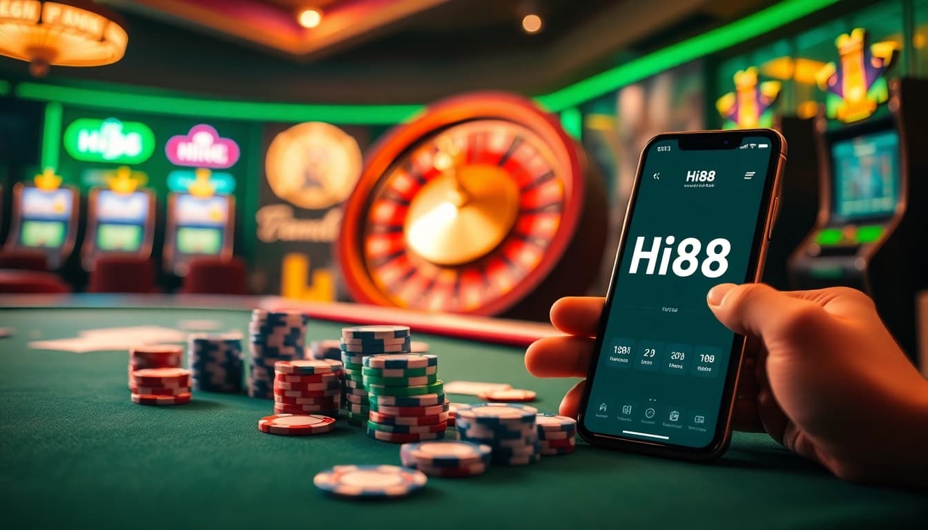 Experience the thrilling excitement of Hi88 online casino with vibrant casino tables and games.