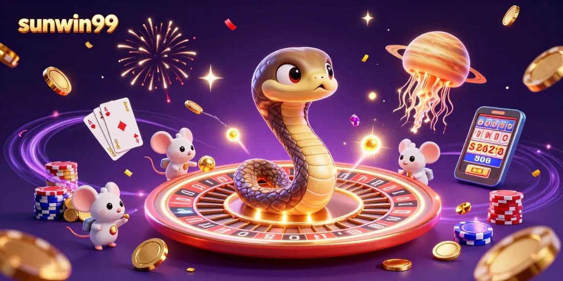 Bet on sunwin99 as astronaut mice interact with cosmic dealer in a vibrant casino scene.