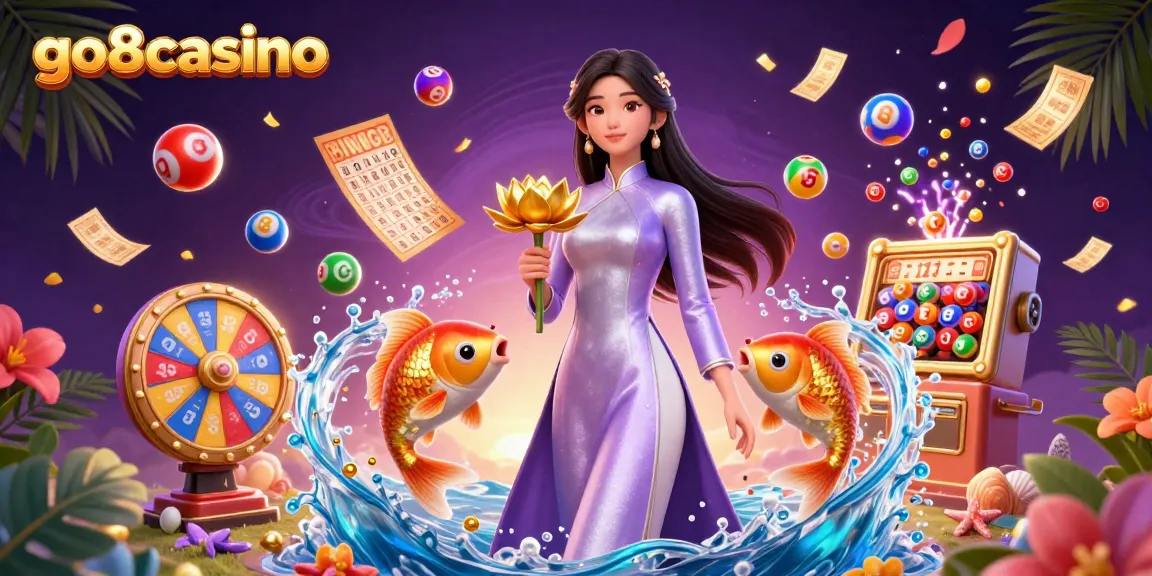 Experience the excitement of gaming at go8casino with vibrant lottery elements and a dynamic scene.