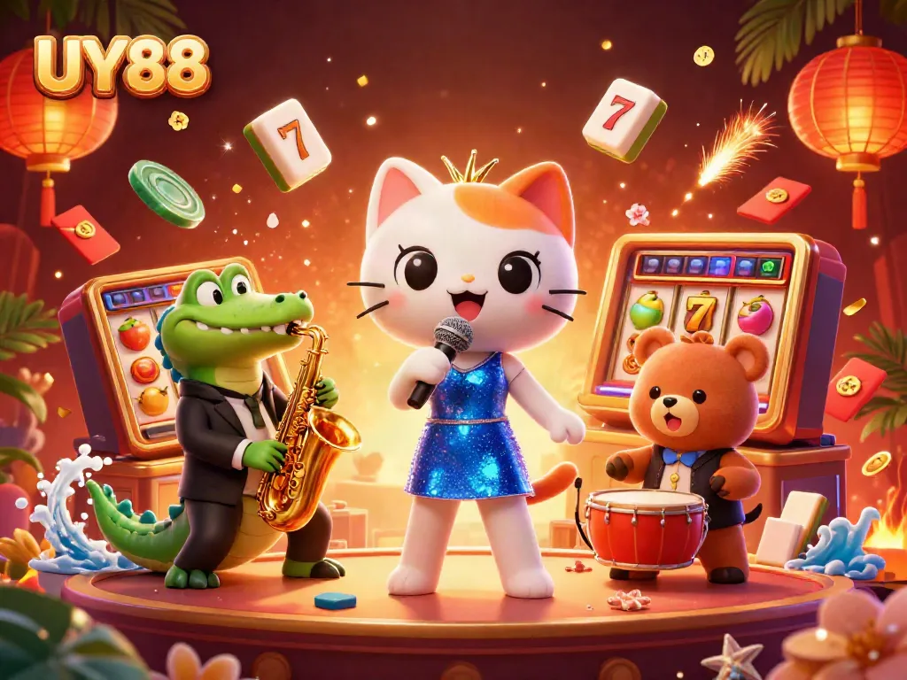 Trải nghiệm UY88 với những trò chơi slot đầy màu sắc và thú vị trong tác phẩm nghệ thuật 3D.
