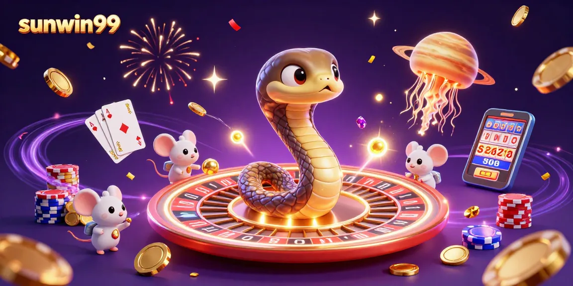 Bet on sunwin99 as astronaut mice interact with cosmic dealer in a vibrant casino scene.