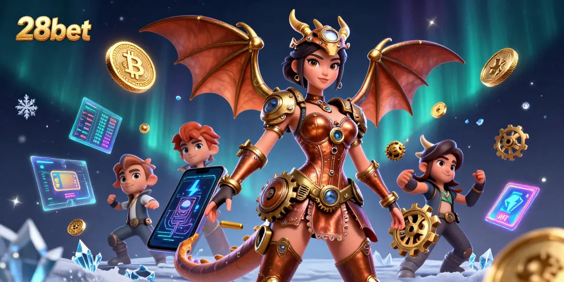 Experience exhilarating gaming with 28bet and vibrant cryptocurrency elements in a stunning 3D scene.