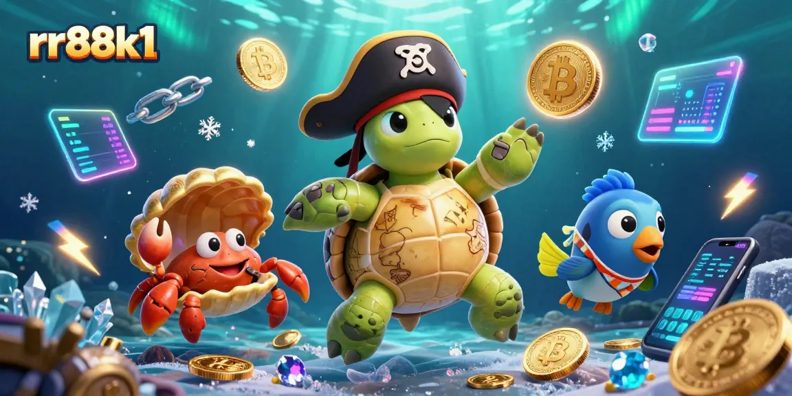Engage in thrilling gameplay at rr88k1 with vibrant characters amid dazzling casino elements and neon crypto coins.