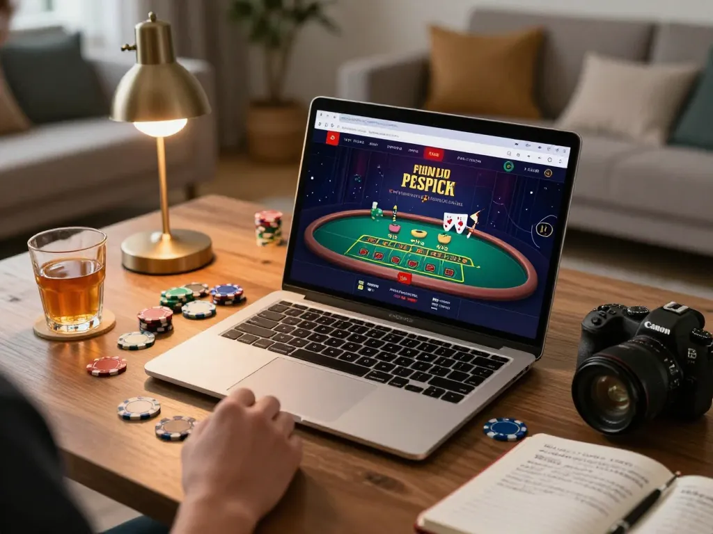 Player using Fly88 platform for live blackjack game, showcasing strategic betting and cozy atmosphere.