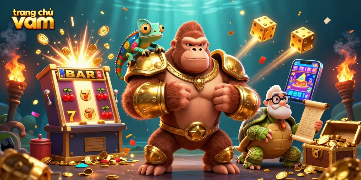 Experience the excitement of trang chủ vmax with gaming elements and rich visual details surrounding playful casino characters.