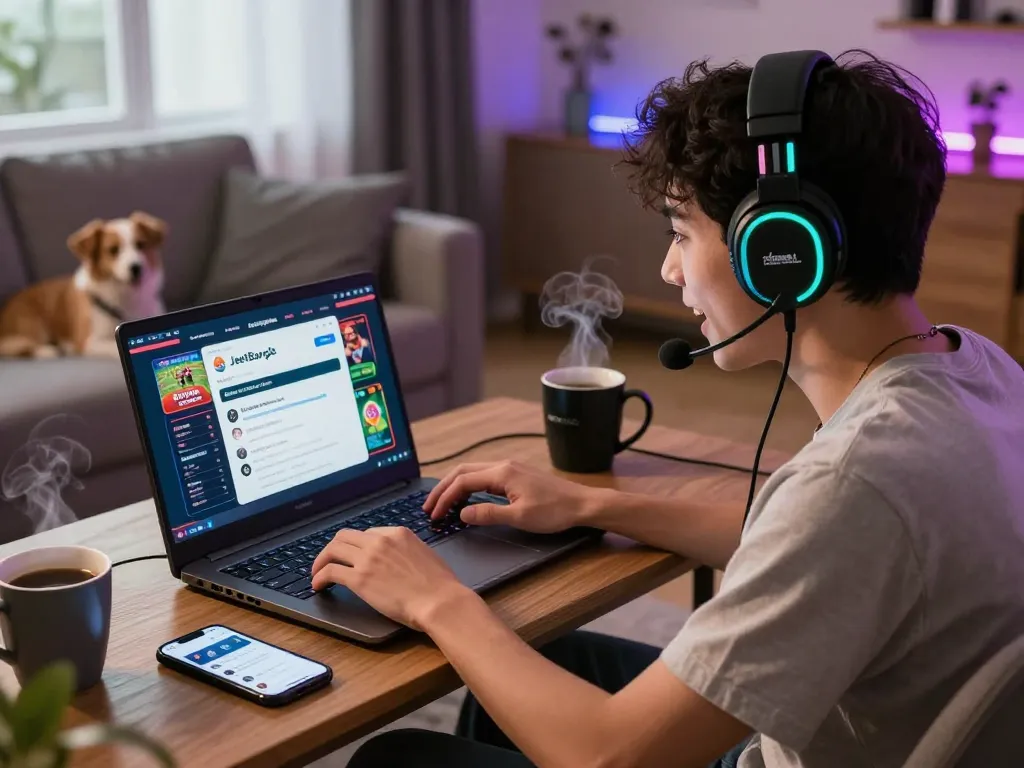 Exciting online gaming experience showcasing the JeetBangla referral code in a lively living room environment.
