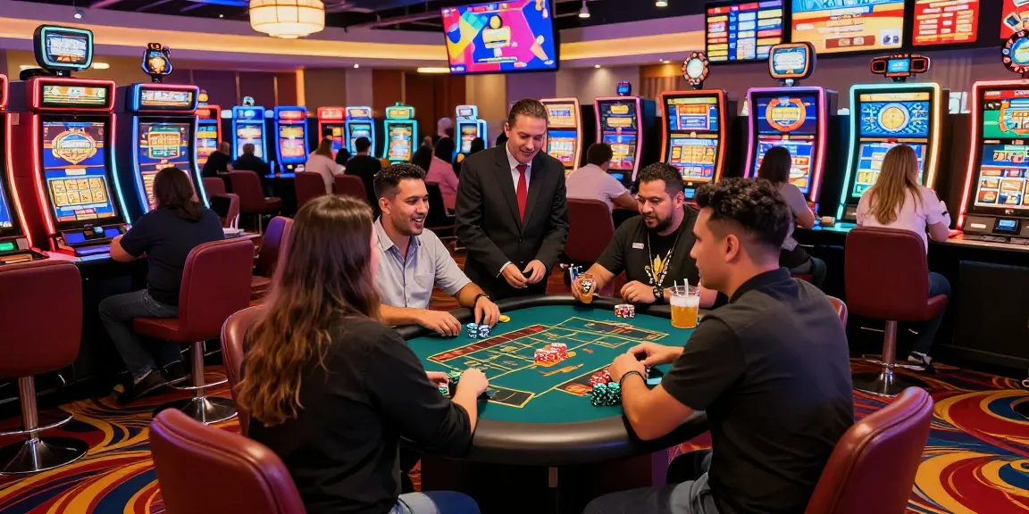 Exciting casino atmosphere at granposeidon-juegos-paraguay.com with diverse players enjoying live games and vibrant slot machines.