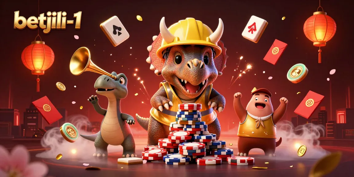 Betjili-1 reveals an exciting casino celebration with 3D characters building poker chip pyramids.