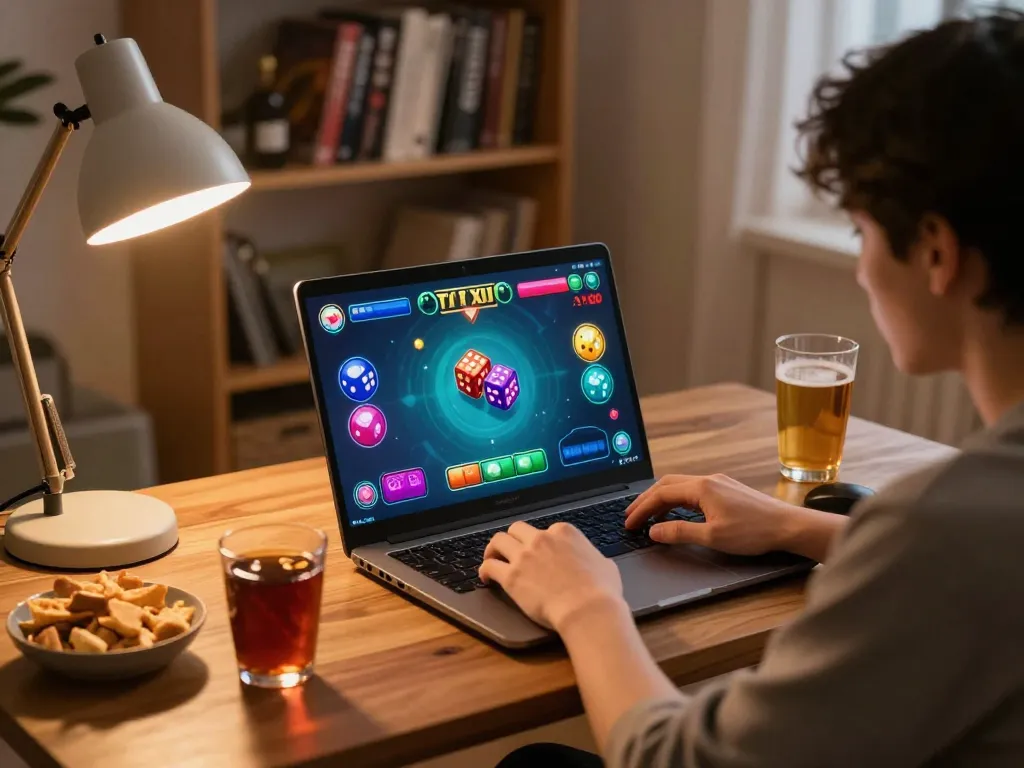 Engaged player experiencing tai xiu online gameplay on laptop, showcasing a dynamic and strategic gaming environment.