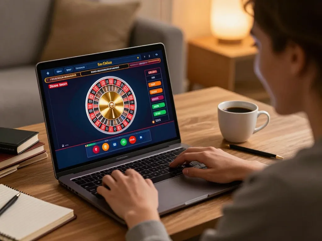 Person playing online casino games on 33WIN platform, showcasing home gaming excitement.