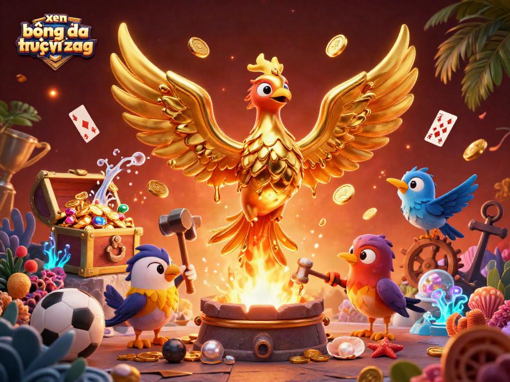 Engage with xem bóng đá trực tiếp through a vibrant 3D scene filled with rich casino elements.