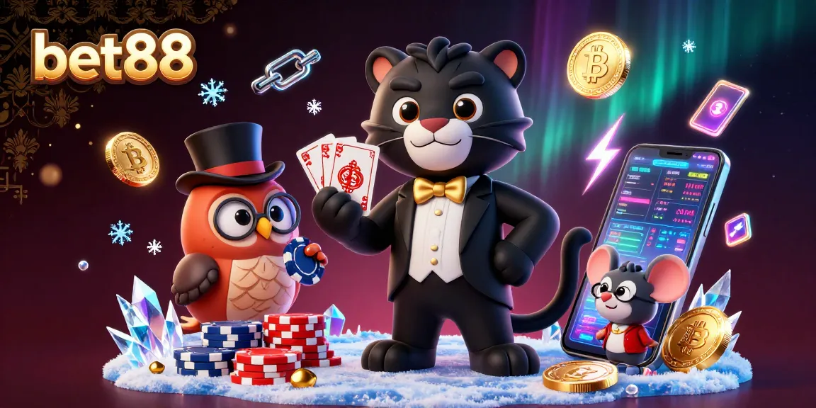 Experience thrilling gameplay with bet88 through a stylish panther, owl, and mouse in a lively casino atmosphere.