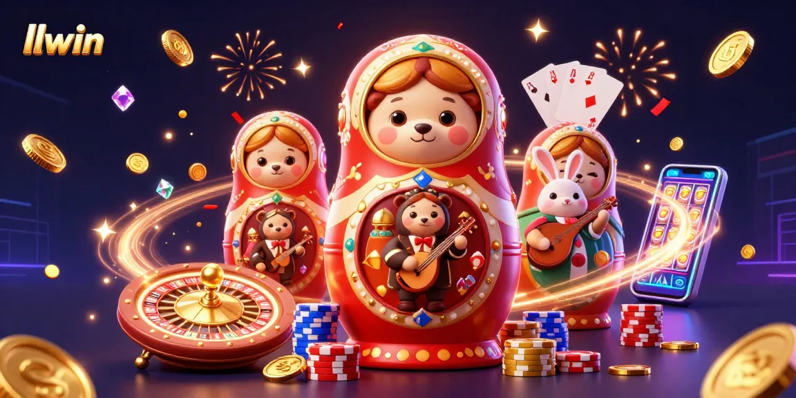 llwin showcases an exhilarating casino scene with vibrant characters and festive elements.