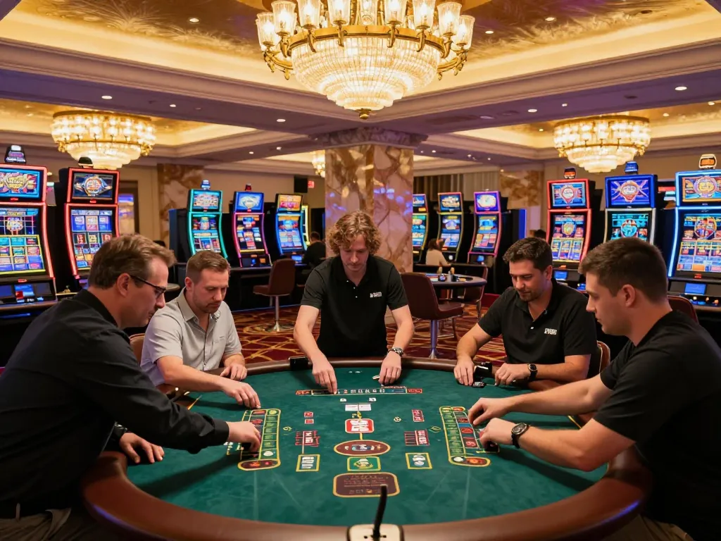 Players engaging in thrilling blackjack at shbet casino with luxurious decor and golden ambiance