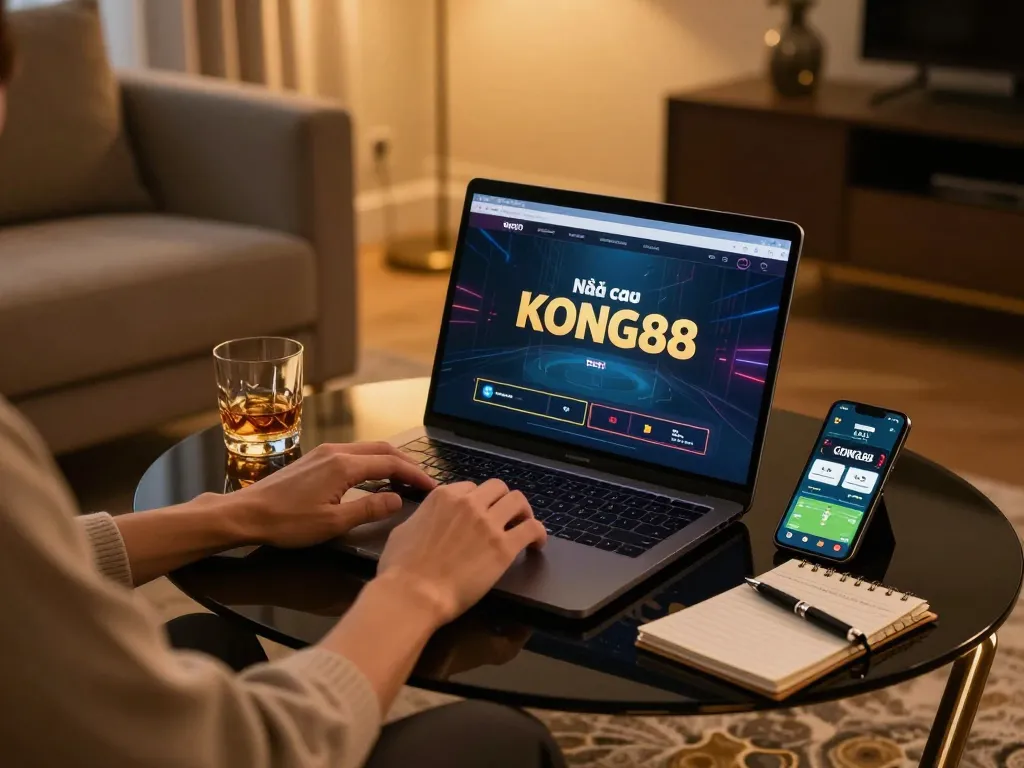 Engaging online gambling scene at Nhà cái KONG88 with a player immersed in strategic gameplay.