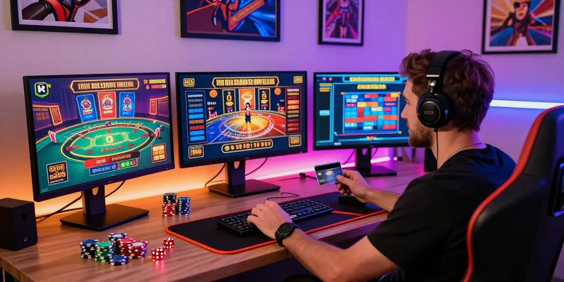 Engaging scene of a player at https://crownwoods.org.uk/, immersed in credit card casino games, highlighting modern gaming excitement.