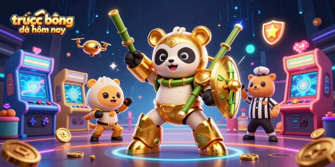 Experience trực tiếp bóng đá hôm nay with dynamic casino-themed 3D illustration featuring action-packed gaming elements.