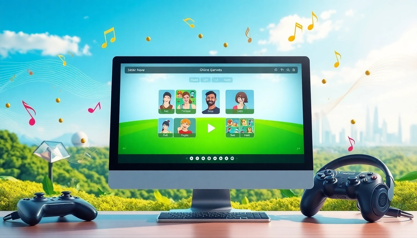 Interactive gaming experience on 399W platform with colorful visuals and sound elements.
