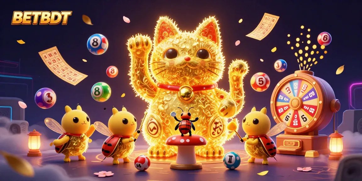 Engage with BETBDT's dynamic gaming experience featuring a lucky cat and casino symbols.