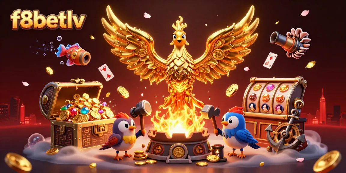 Experience the excitement of f8betlv with this vibrant golden phoenix and dynamic casino elements.