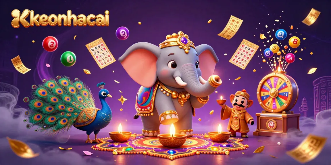 Engage with keonhacai through vibrant lottery excitement, featuring colorful balls and festive elements.