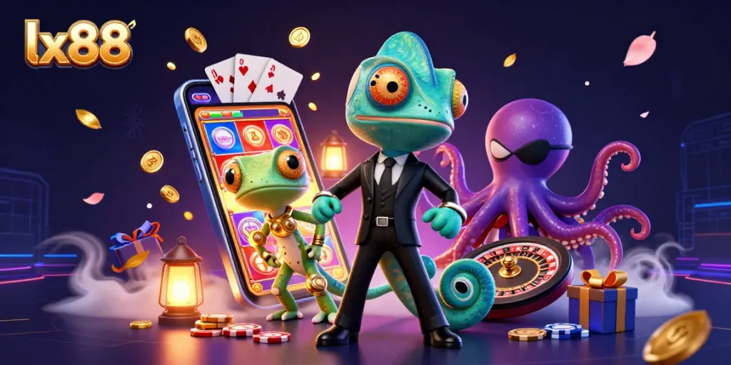 Experience the excitement of lx88 slots with vibrant gaming elements and characters in action.