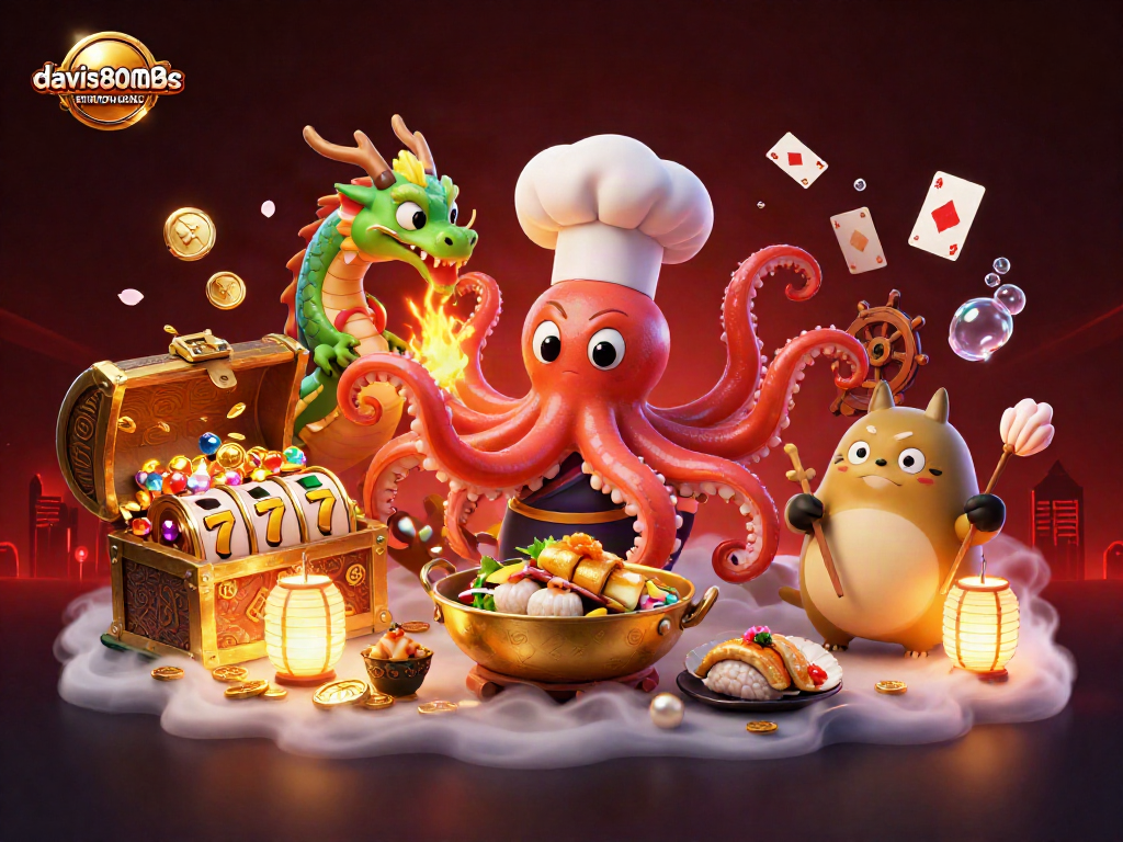 Enjoy the excitement of davis80smusic with a vibrant casino-themed scene featuring animated characters and game elements.