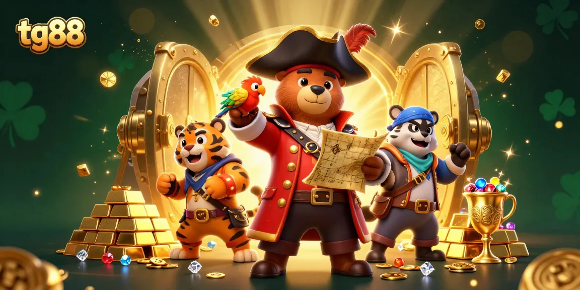 Experience thrilling adventures at tg88 with a treasure vault bursting with riches and colorful casino elements.