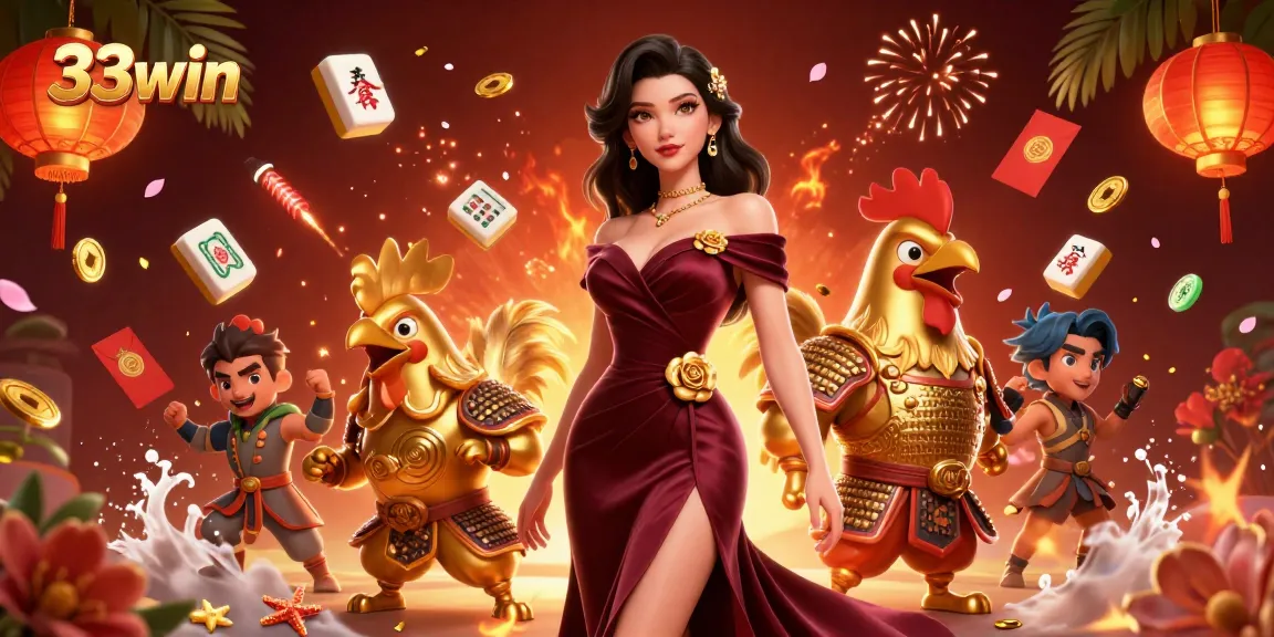 Engage in thrilling gaming with 33win showcasing a luxurious casino atmosphere and dynamic elements.