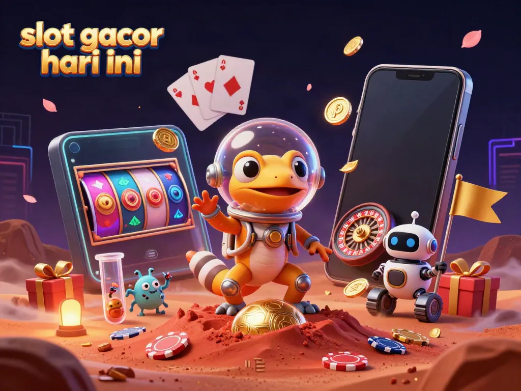 Experience the thrill of slot gacor hari ini with a Martian gecko discovering a golden casino.