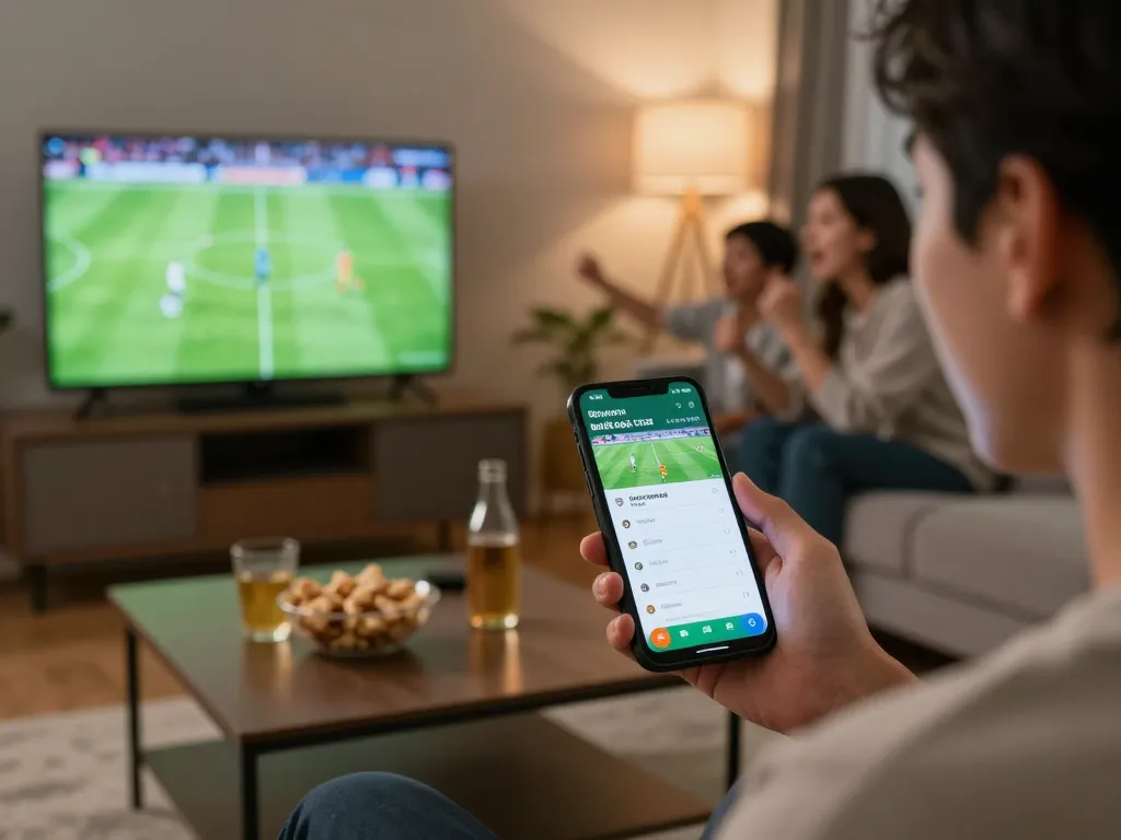Soi kèo bóng đá trực tiếp displayed on a smartphone during an intense sports betting session.