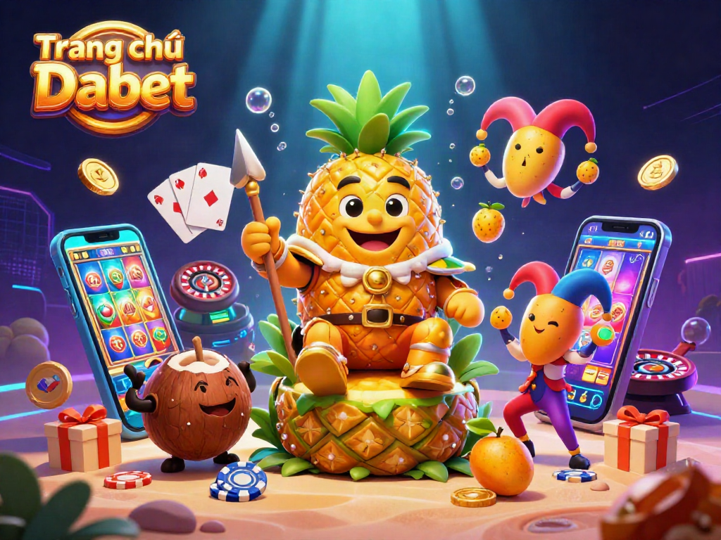 Engage in vibrant fun at Trang chủ Dabet with a lively beach casino scene featuring animated characters and interactive gaming elements.
