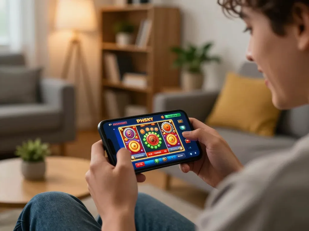 Engaging gameplay on phsky casino app at home, showcasing excitement and strategy