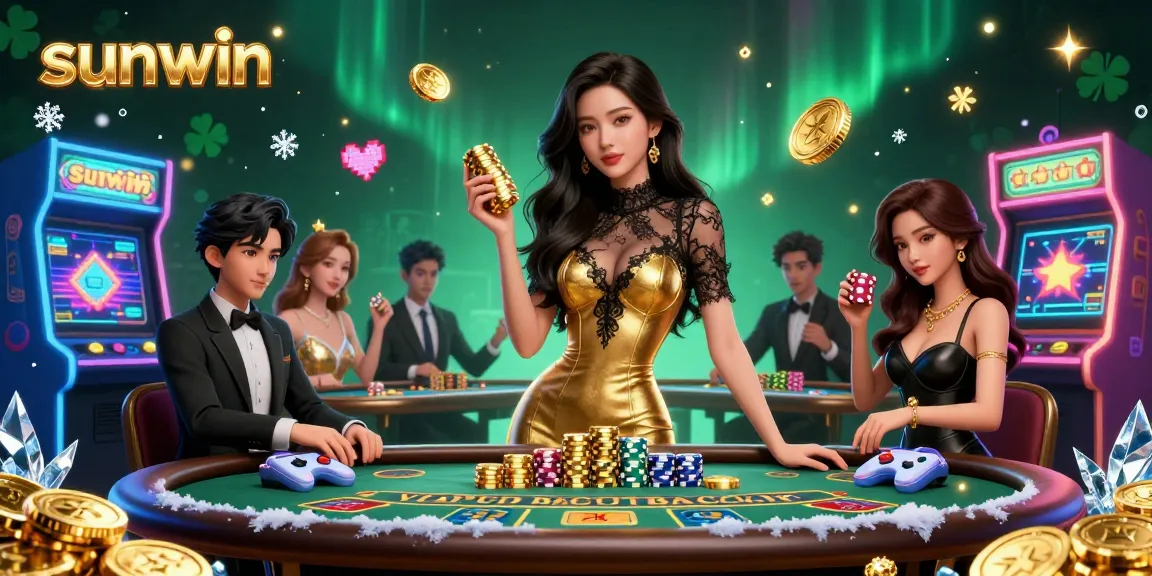 Engage with sunwin at a glamorous VIP baccarat table surrounded by vibrant gaming elements.