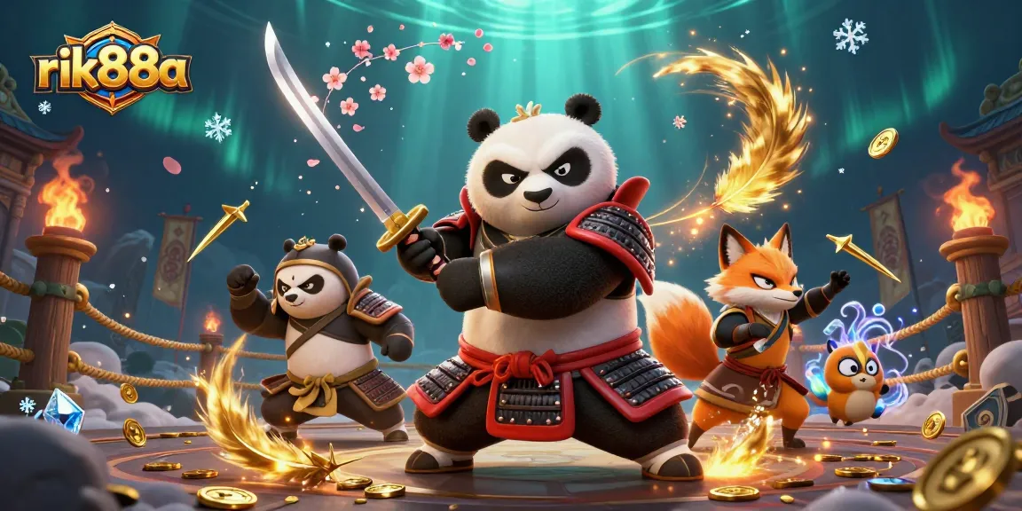 Engage in thrilling gaming action at rik88a with captivating characters and vibrant casino elements.