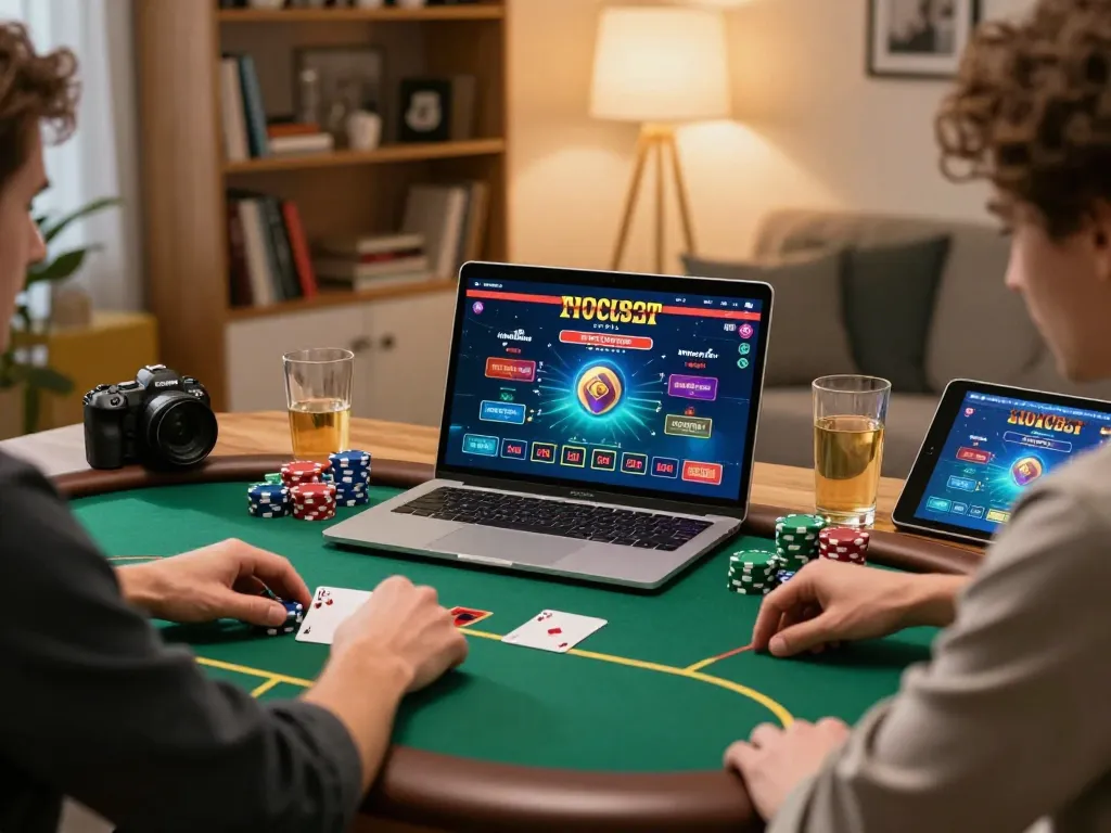 Engaged player enjoying MM 88 online poker game strategy at home desk