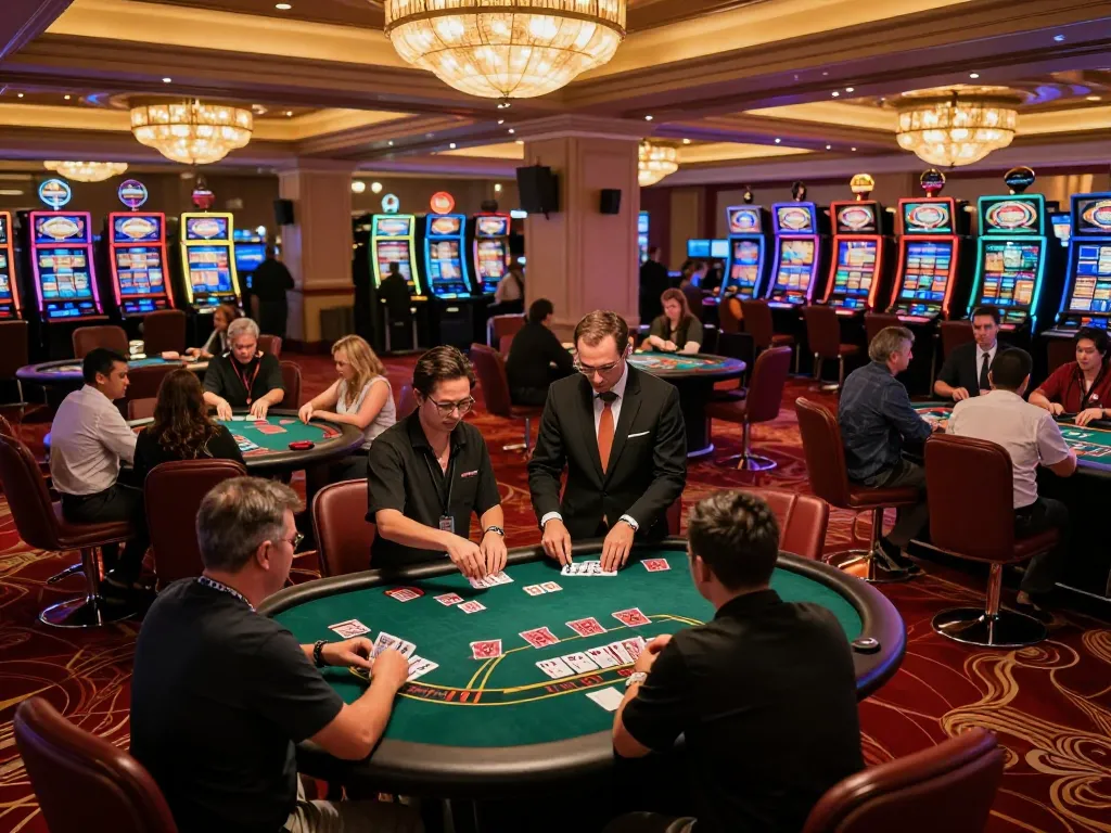 Players enjoying live blackjack at mm88 casino, showcasing excitement and strategy in a luxurious environment.