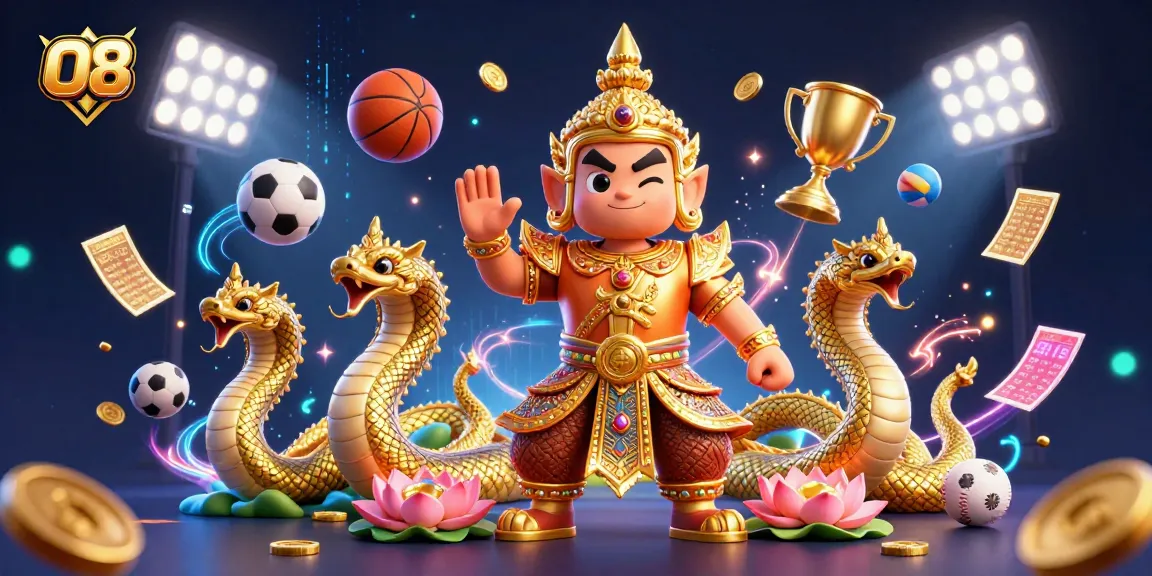 Engage betters with O8's vibrant online gaming scene featuring dynamic sports elements and energetic characters.