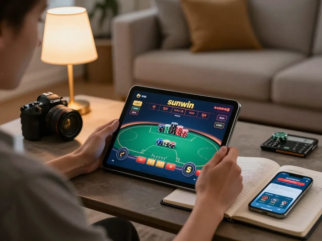 Experience the excitement of sunwin casino gameplay with a person engaged in online poker.