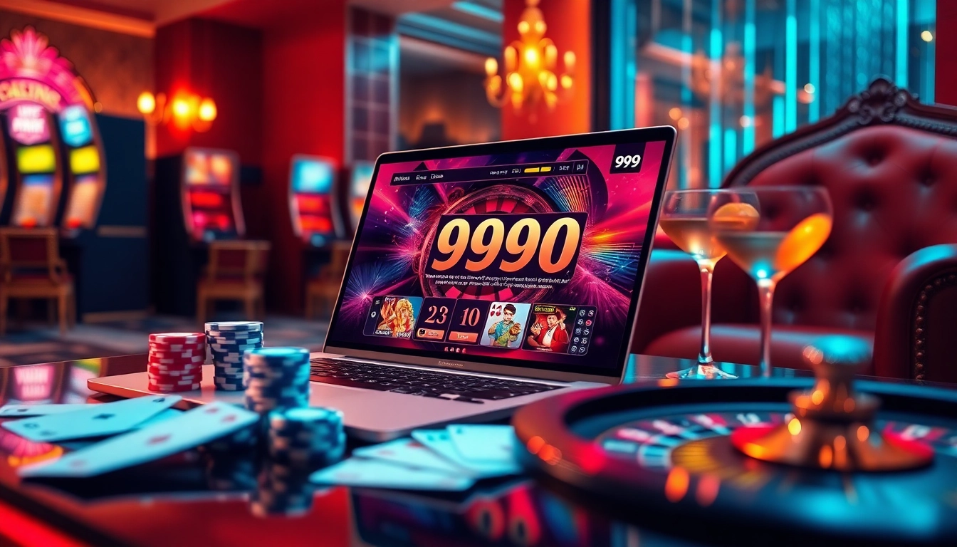 Experience the excitement of gambling at 99OK trang chủ with vibrant games, slot machines, and poker elements.