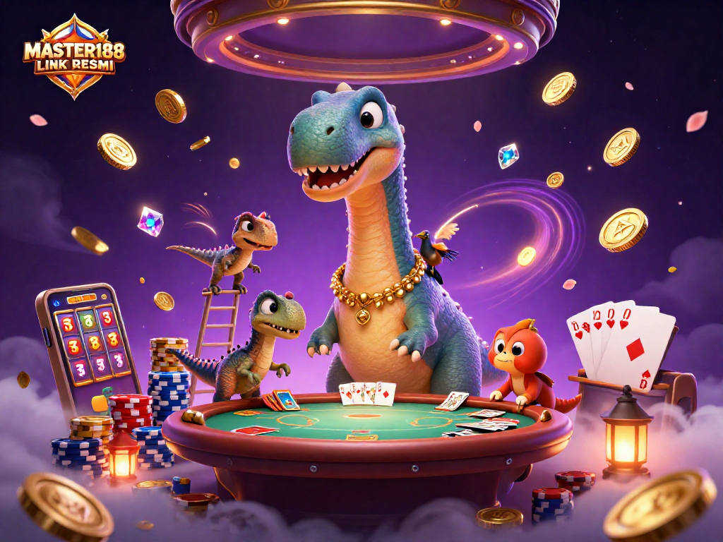 Experience the thrill of wagering at MASTER188 LINK RESMI with a vibrant 3D casino scene.