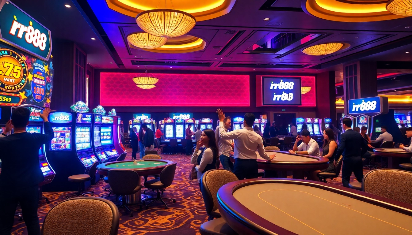 Experience the excitement of rr88 at a luxurious casino with vibrant games and thrilled players.