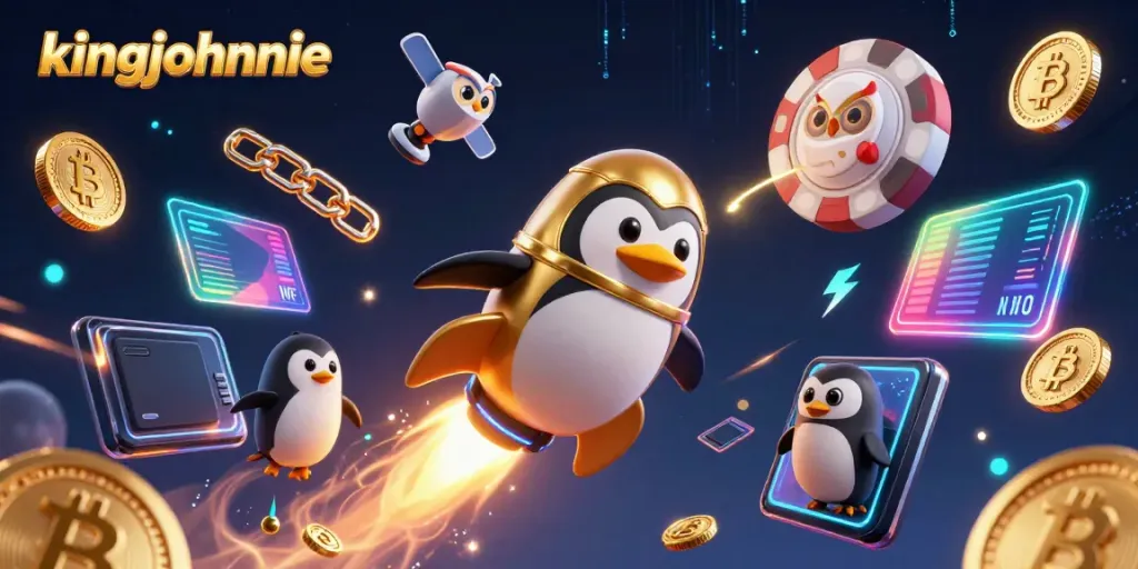 Engage in exciting moments with kingjohnnie at a space-themed casino with dynamic crypto elements.
