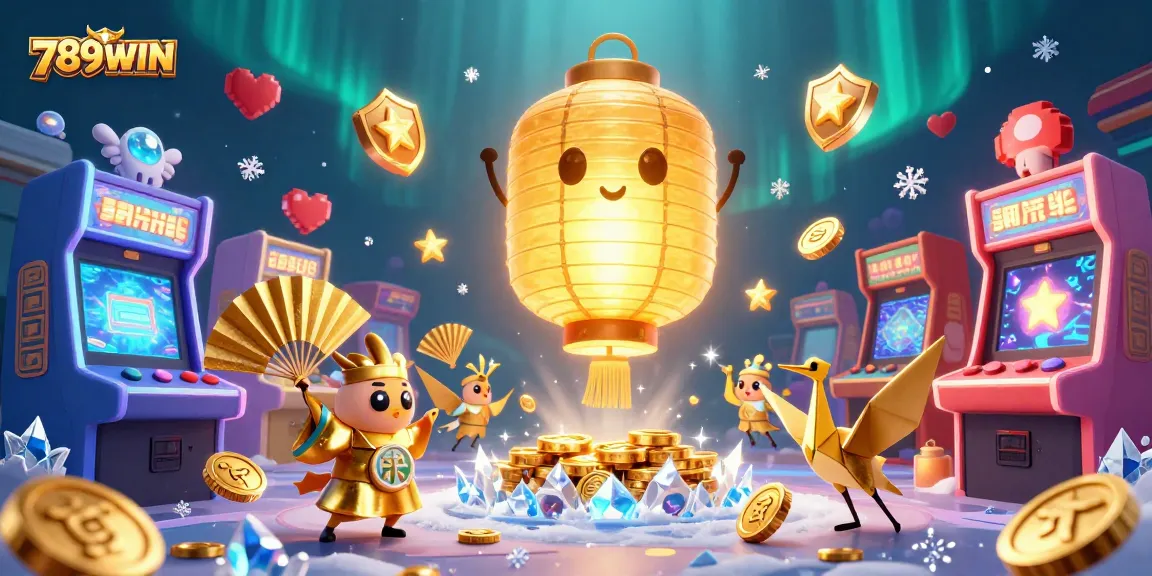 Experience the allure of 789WIN in this vibrant digital casino scene filled with 3D characters and glowing elements.