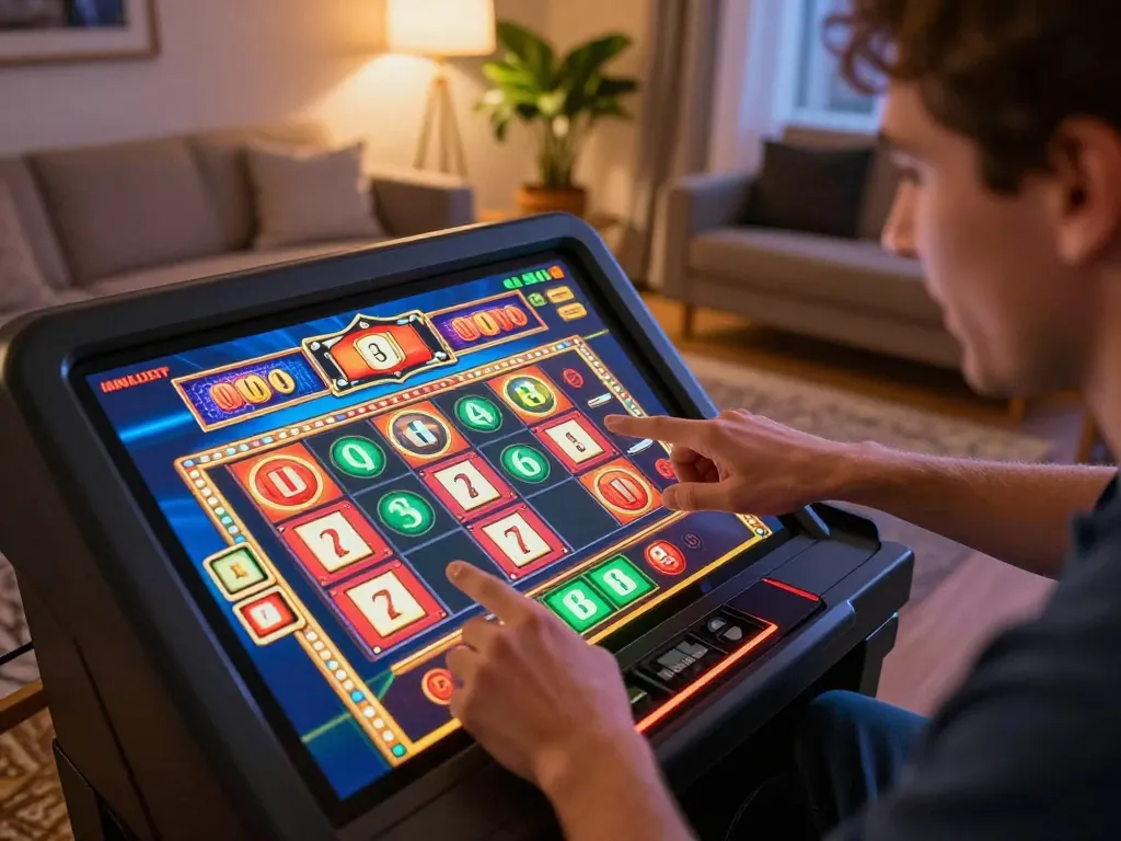 Player enjoying a thrilling LLWIN online slots game on a tablet at home.