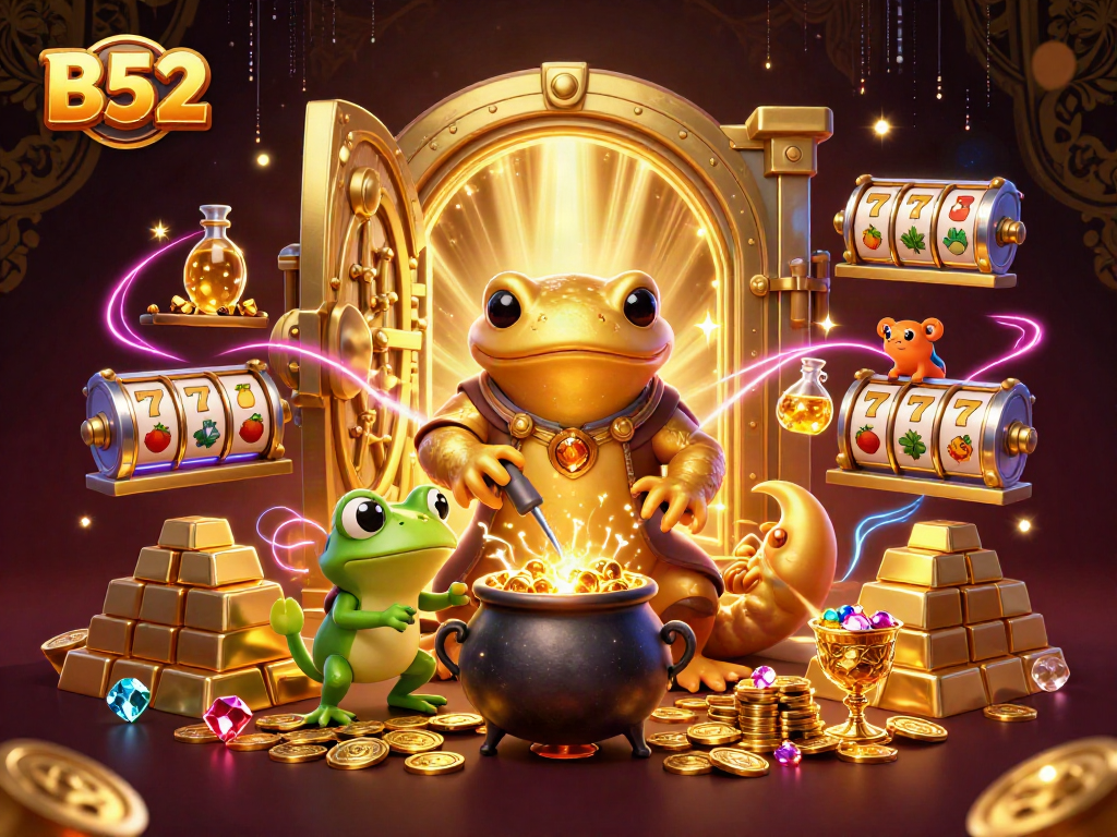 Spin to win big with B52 at this vibrant, magical casino scene.