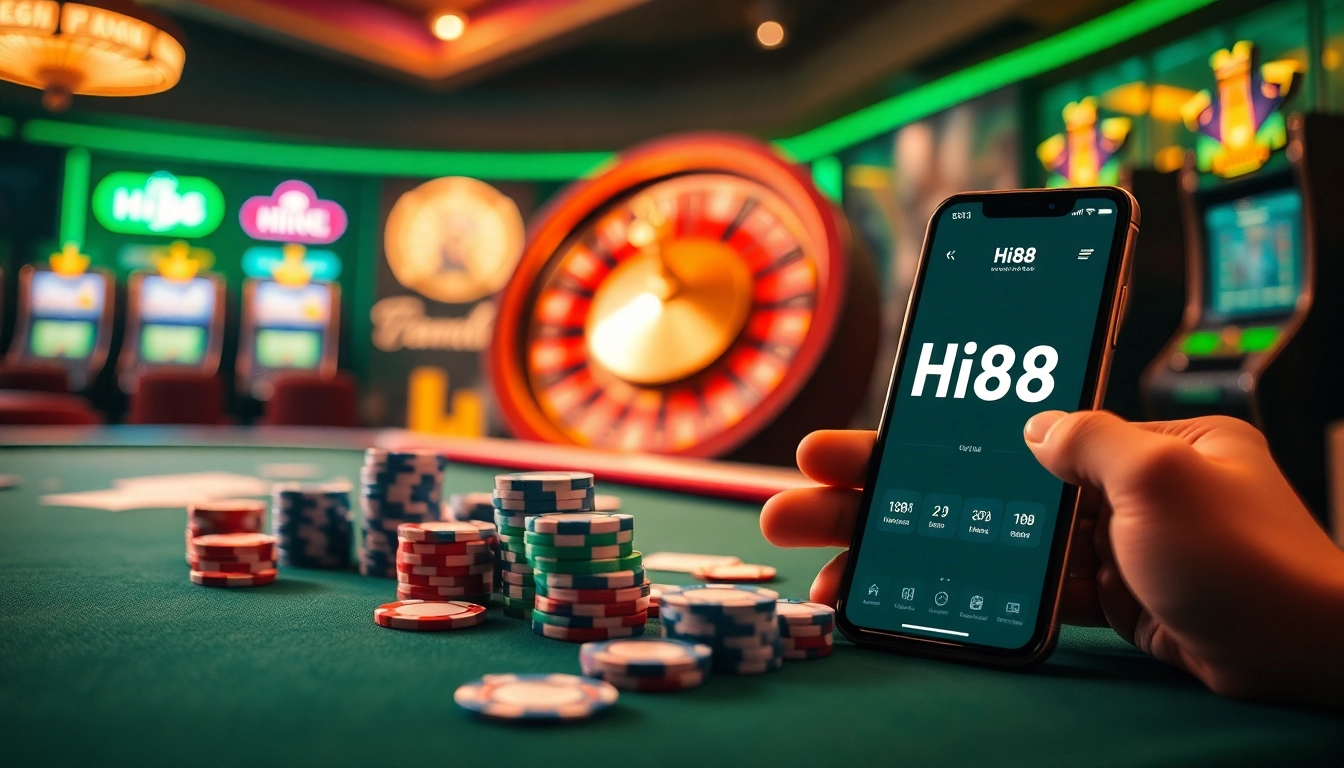 Experience the thrilling excitement of Hi88 online casino with vibrant casino tables and games.