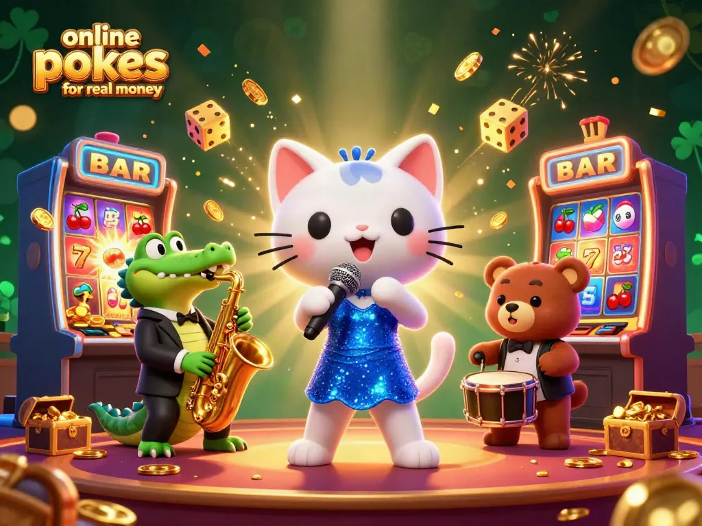 Experience thrilling online pokies for real money with vibrant 3D characters and energetic casino elements.